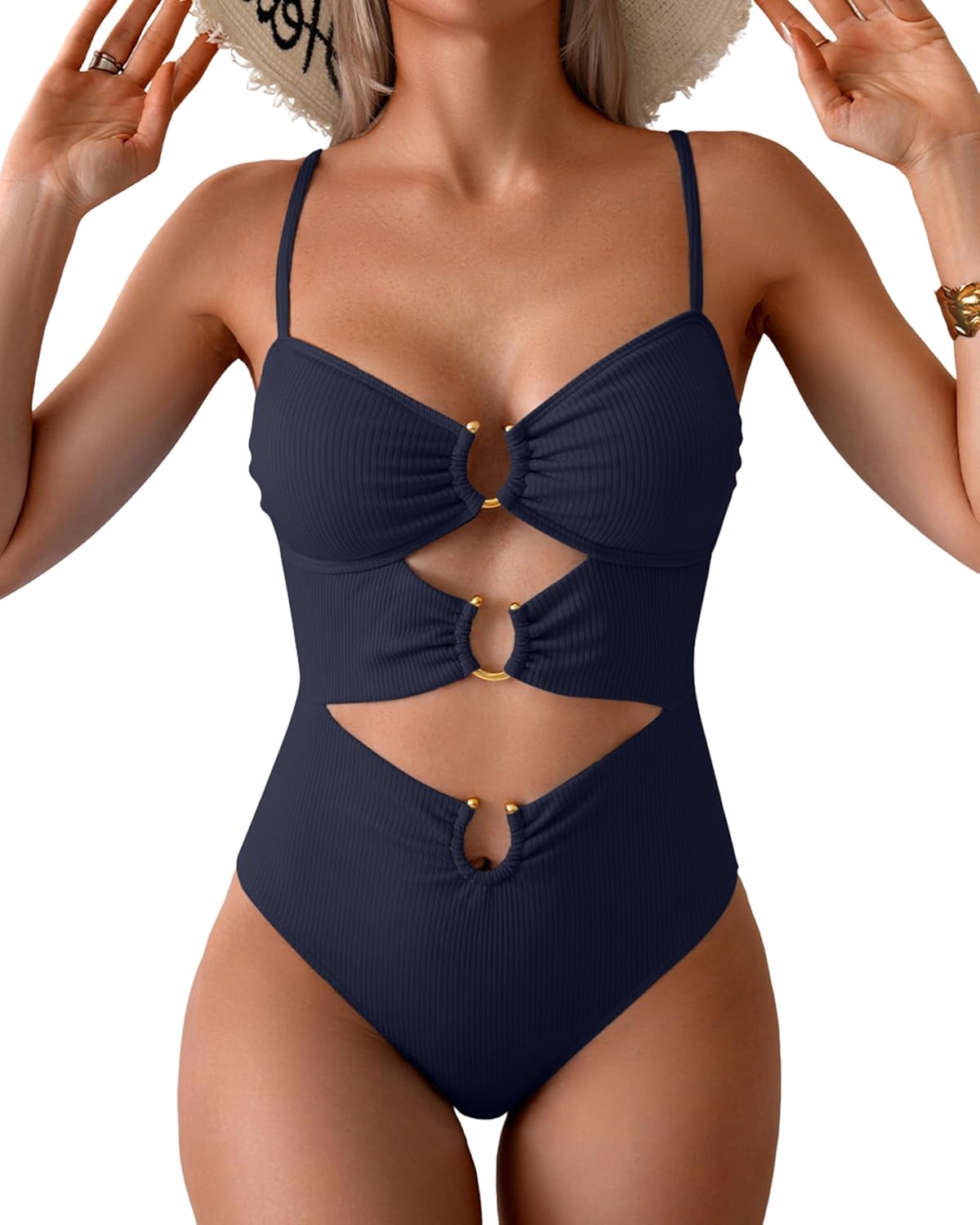 Manufacturer  Eomenie One Piece Swimsuit for Women Ring Linked Monokini Sexy Bathing Suit Cutout Swim Suit  Swimsuit