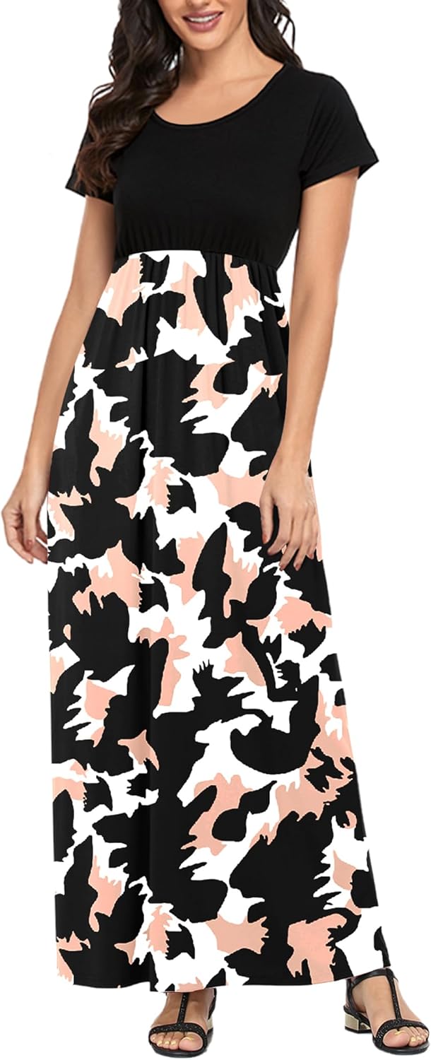 Manufacturer  Lacavocor Womens Short Sleeve Maxi Dresses Empire Waist Long Dress dresses