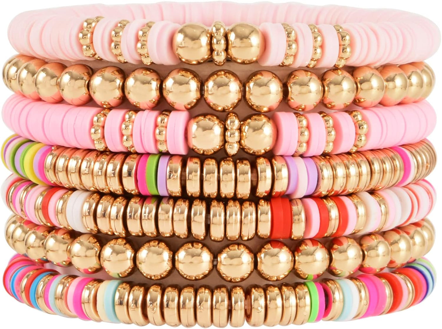Manufacturer  GOOJIDS Surfer Heishi Clay Bead Bracelets for Women Bohemian Stackable Gold Beaded Stretch Bracelets Elastic Layering Friendship Bracelets Set Boho Jewelry  bracelets