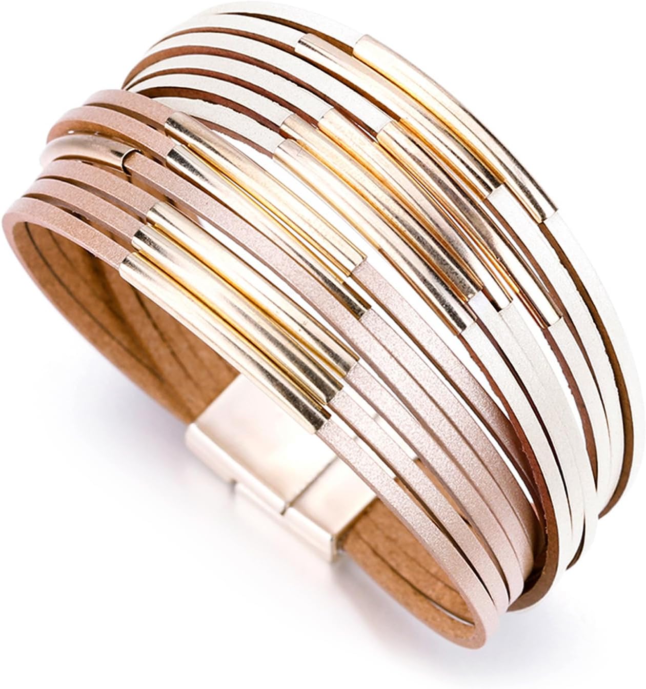 Manufacturer  Fesciory Leather Wrap Bracelets for Women, Boho Leopard Multi-Layer Crystal Beads Cuff Bracelet Jewelry  bracelets