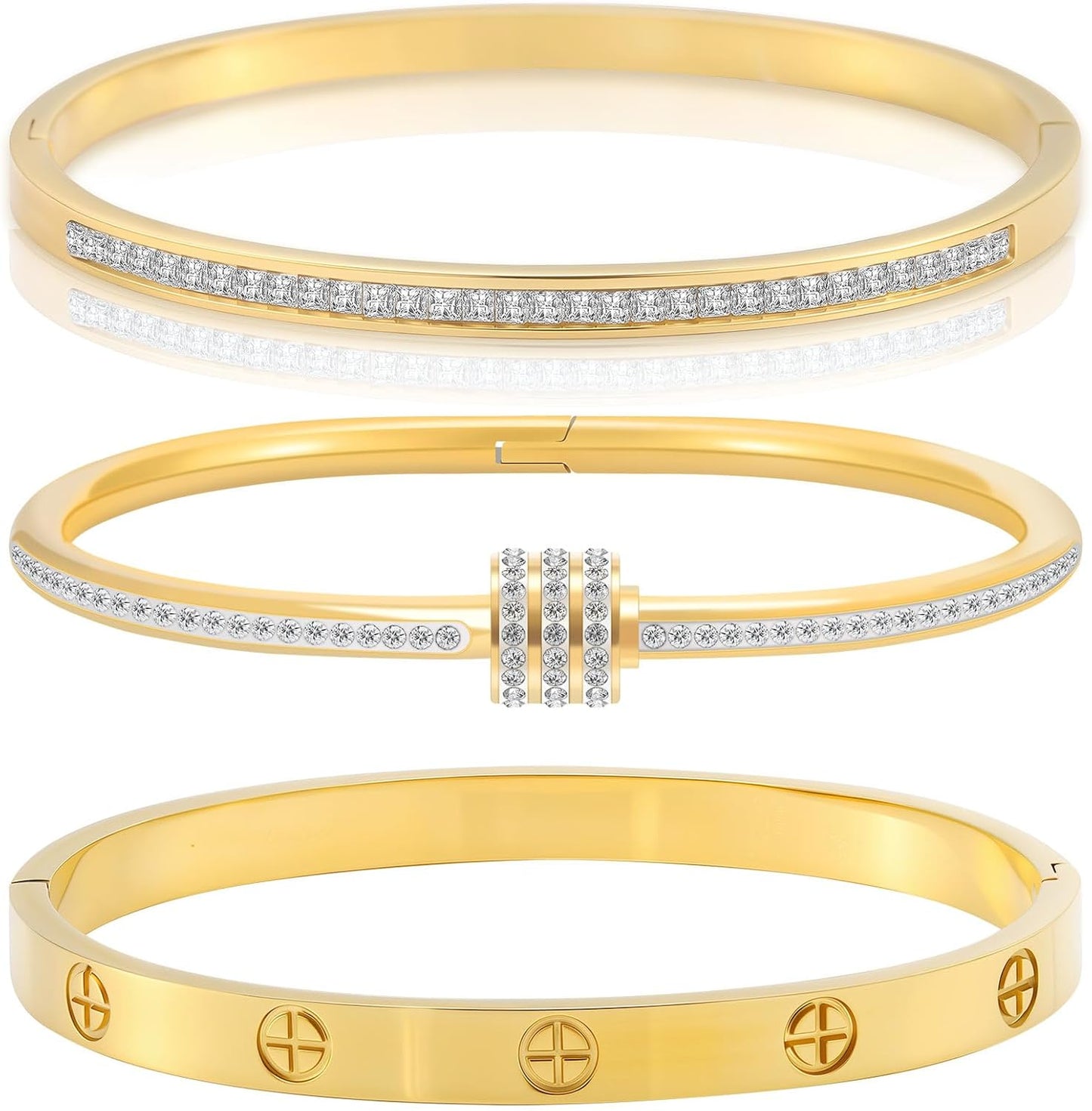 Manufacturer  Gold Bracelets for Women - Stackable Bangles with Friendship & Love Theme - Stainless Steel Jewelry Gift for Her  bracelets