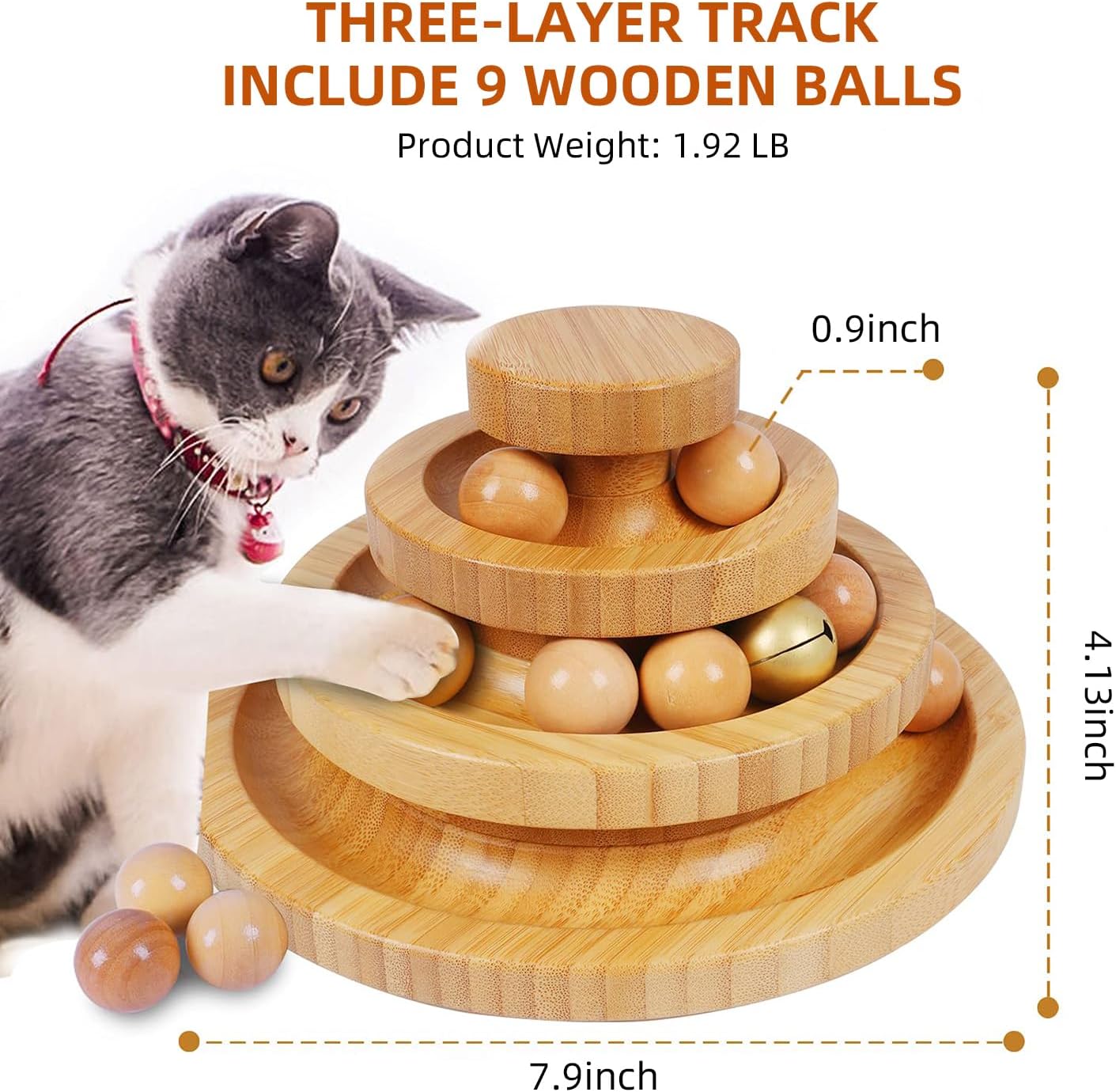 Manufacturer  Cat Ball Track Toy,Kitty Toys Roller,3-Level Ball Tower with 9 Removable Balls,Interactive Cat Toy, DIY Circle Fun Toy for Kitten Mental Physical Exercise - Medium Size    Cat toy