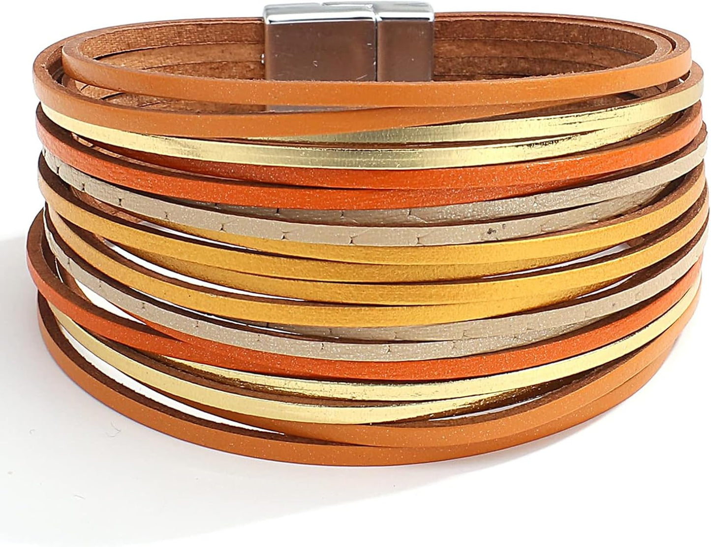 Manufacturer  Fesciory Leather Wrap Bracelets for Women, Boho Leopard Multi-Layer Crystal Beads Cuff Bracelet Jewelry  bracelets