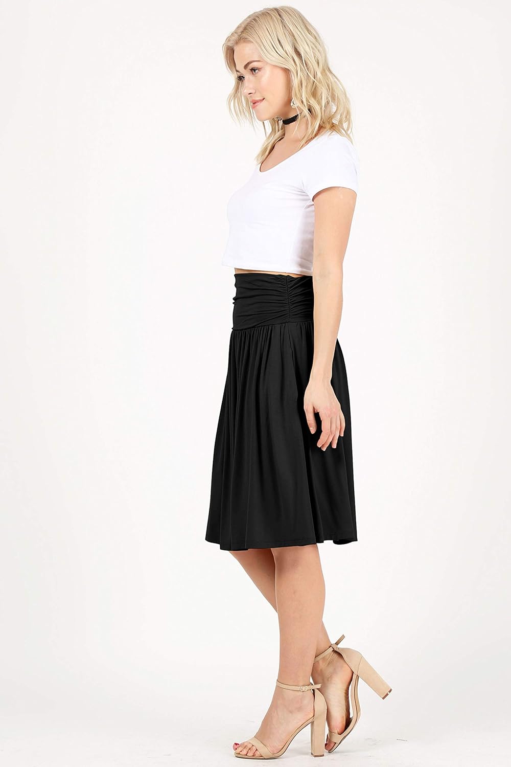 Manufacturer  Simlu Skirts for Women Regular and Plus Size Skirt with Pockets Below The Knee Length Ruched Flowy Midi Skirts