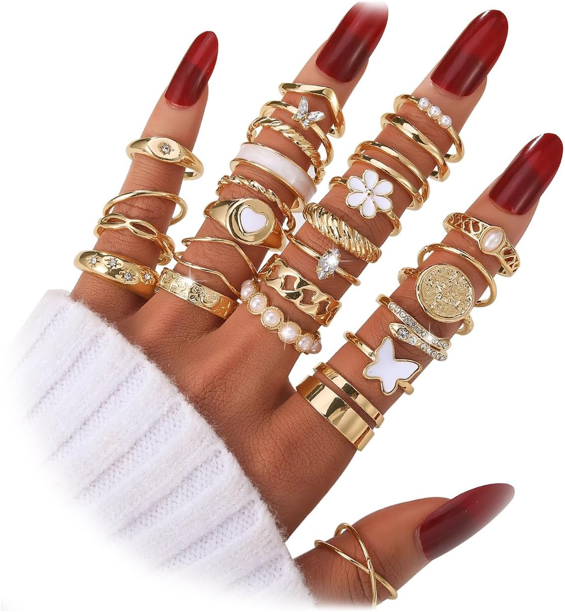 Manufacturer  KISS WIFE Gold Knuckle Rings Set for Women, Dainty Simple Trendy Cute Stackable Finger Rings Pack, Perfect for Stacking Layering on Thumb and Knuckle, Mixed Size, Jewelry Gift   rings