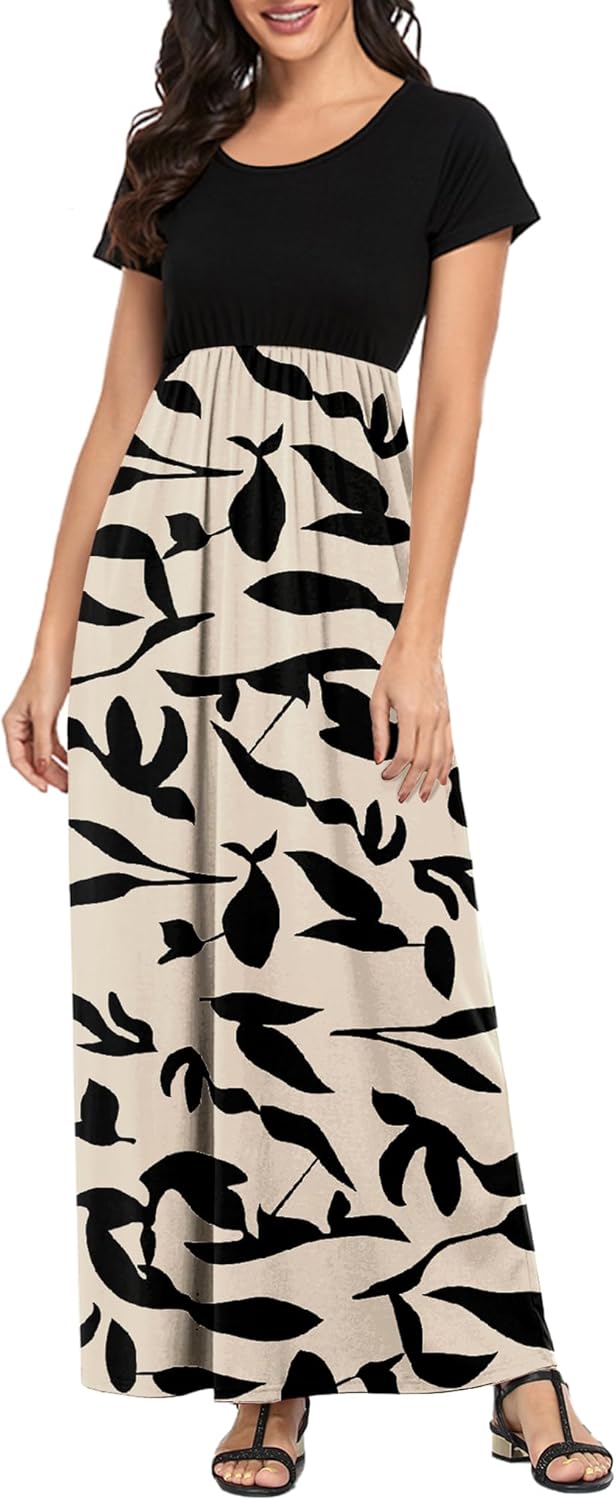 Manufacturer  Lacavocor Womens Short Sleeve Maxi Dresses Empire Waist Long Dress dresses