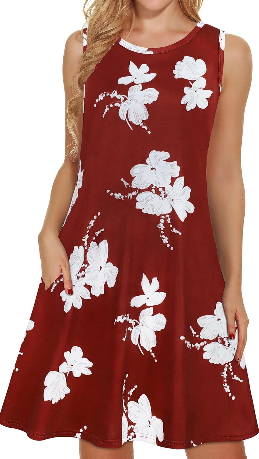 Manufacturer  elescat Women's Summer Dresses 2025 Beach Casual Sleeveless Floral Print Tank Loose Sundress with Pocket dresses