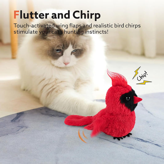 Manufacturer  Flapping Cardinal Cat Toys, Interactive Cat Exercise Toy with Lifelike Bird Chirp, USB Rechargeable Automatic Cat Kicker Catnip Toys for Bored Indoor Adult Cats Kittens    Cat toy