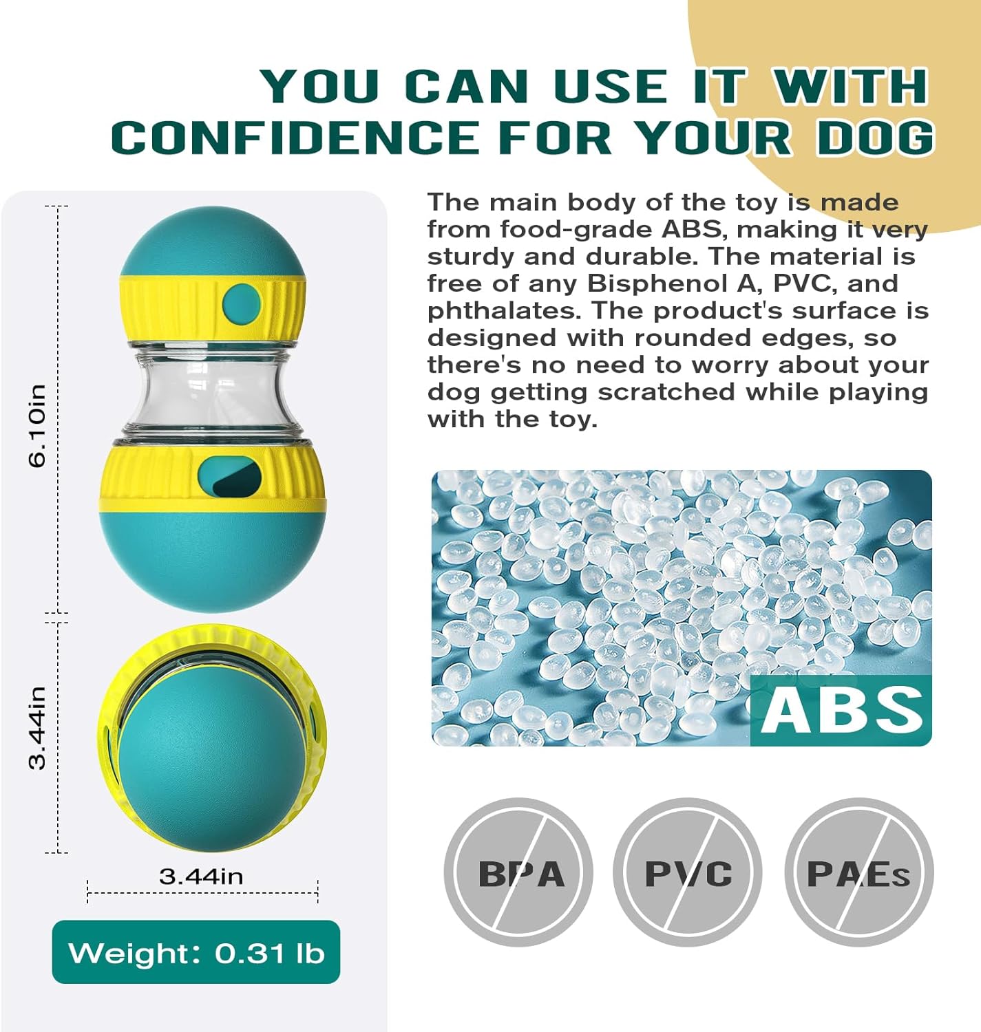 Manufacturer   Dog Puzzle Toy Adjustable Treat Dispensing Ball Food Dispenser Tough Slow Feeder Puppy Enrichment Training Toy Pet Interactive Chase Toys for Small Medium Large Dogs to Keep Them Busy, Green    Dog toy