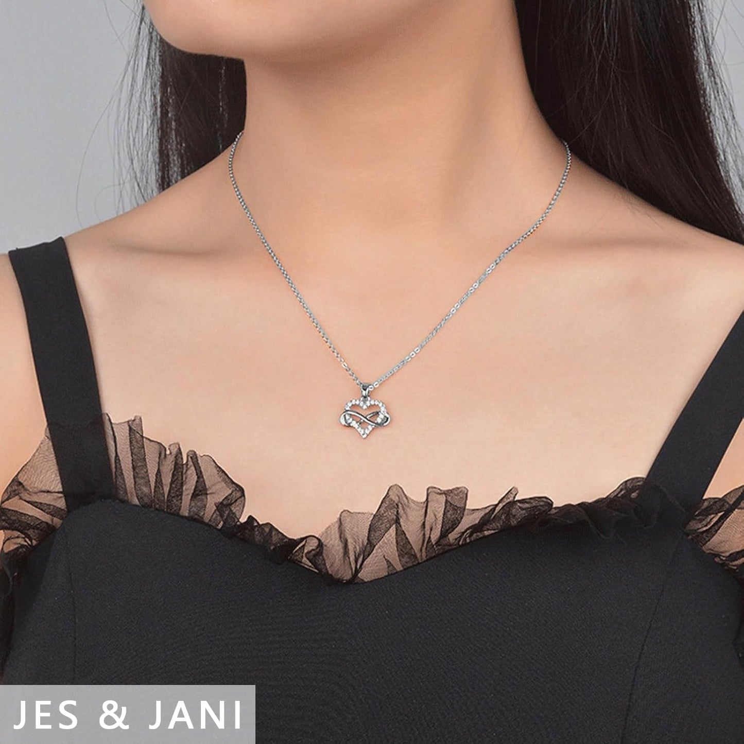 Manufacturer  JES & JANI Infinity Heart Necklace for Women, Love Heart Pendant with Cubic Zirconia and Infinity Necklace, 925 Sterling Silver Heart Necklace for Girlfriend  Necklace