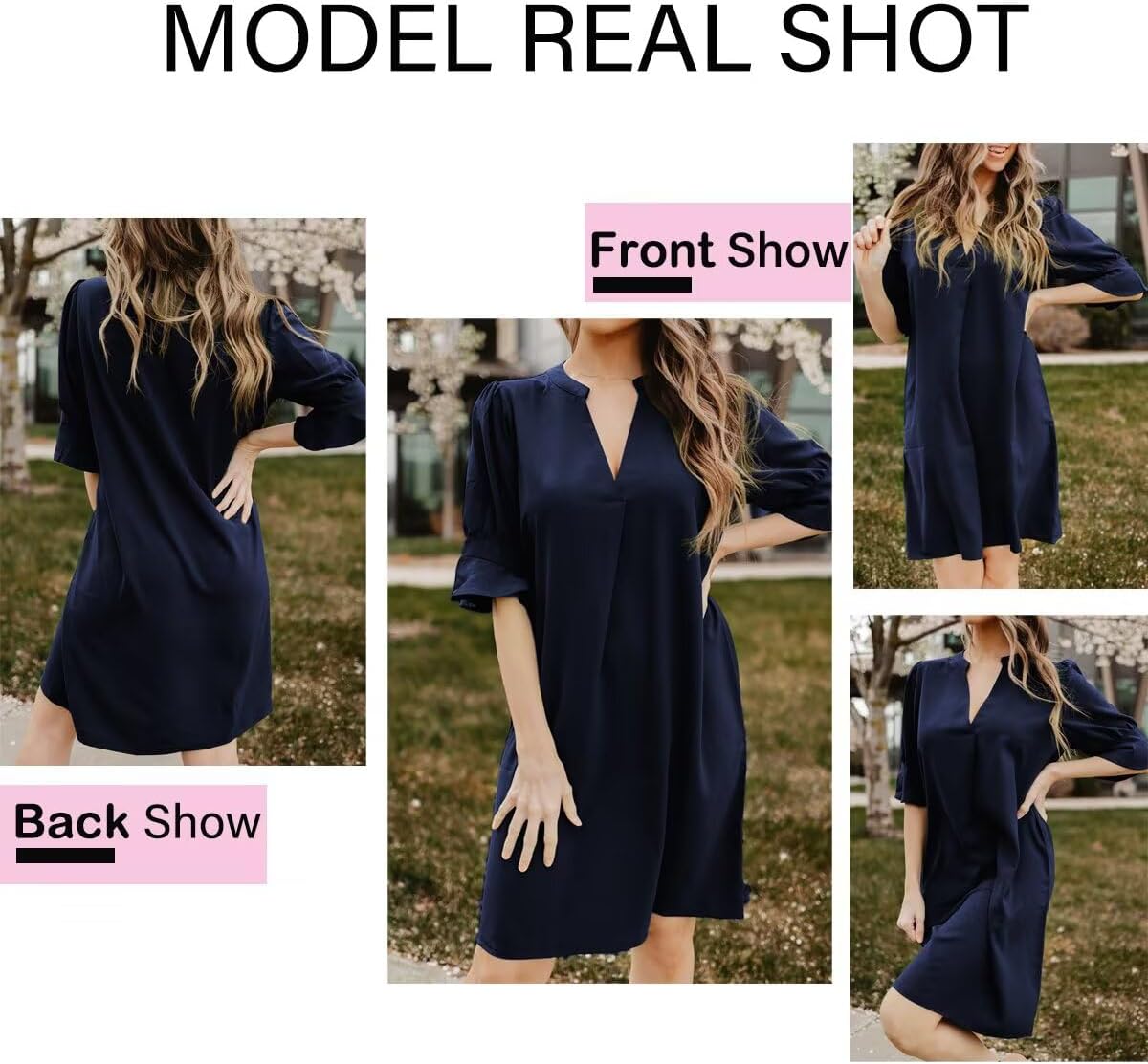 Manufacturer Wkior Shift Dress for Women V Neck Short Sleeves Solid Color Casual Flowy Summer Dresses(S-2XL)