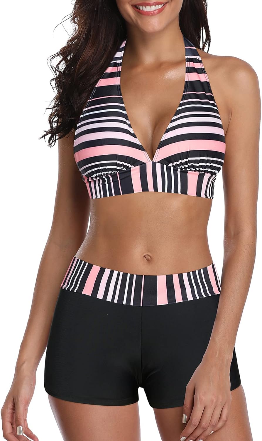 Manufacturer  Women's Sporty Two Piece Swimsuits Halter Push Up Bathing Suits Athletic Swimwear for Women  Swimsuit