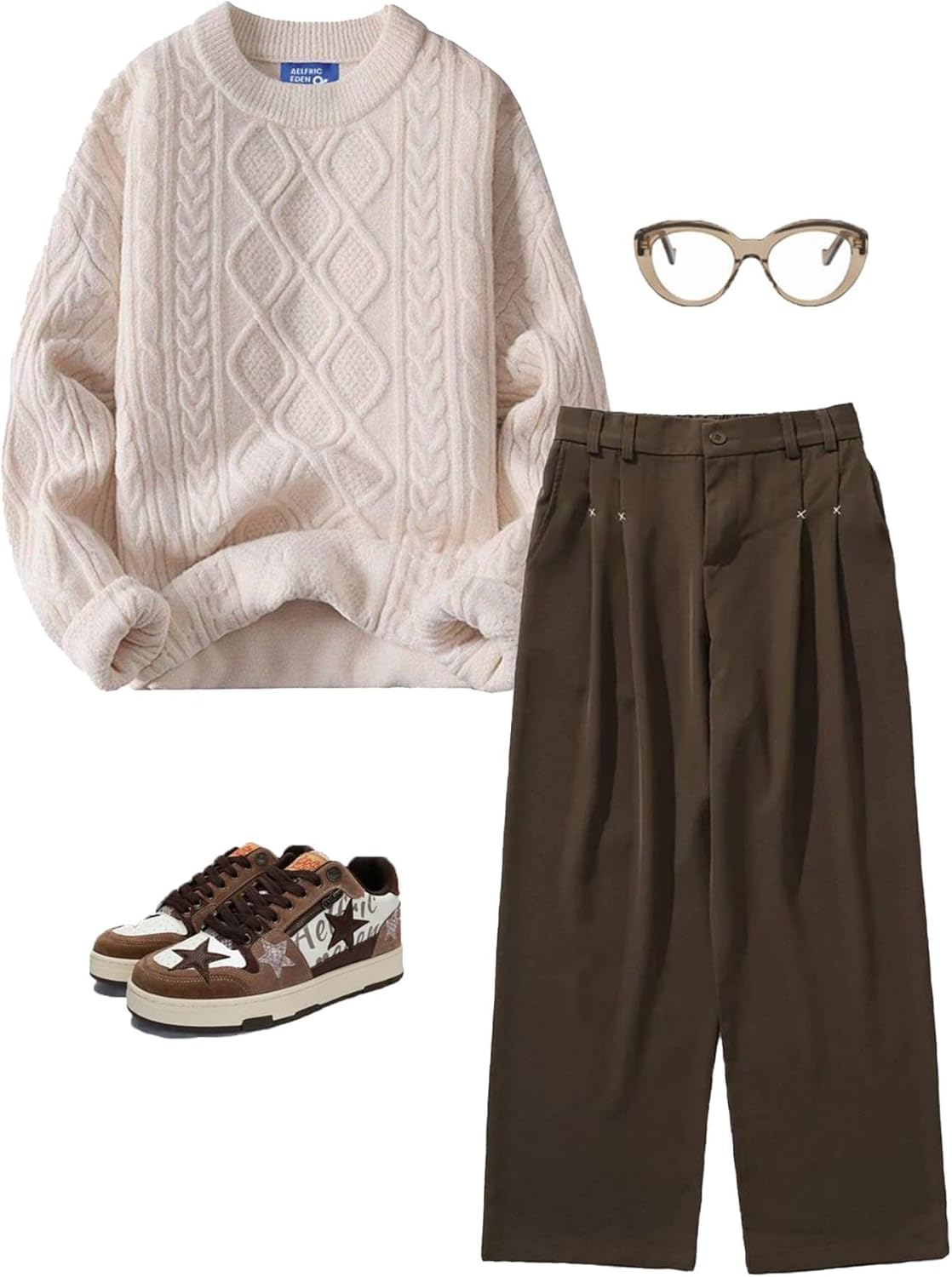 Manufacturer  Aelfric Eden Oversized Sweater 90s Vintage Cable Knit Long Sleeve Women Heavy Crewneck Pullover   sweaters