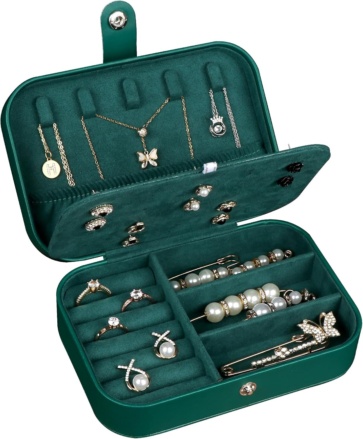 Manufacturer  Travel Jewelry Box, PU Leather Small Jewelry Organizer for Women Girls, Portable Mini Travel Case Display Storage Holder Boxes for Stud Earrings, Rings, Necklaces, Bracelets (Pink)   rings