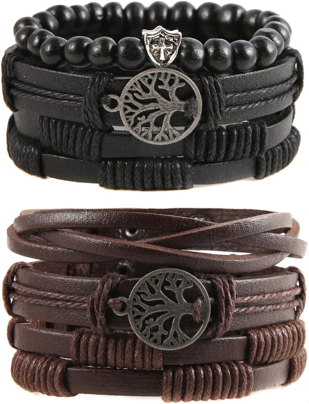Manufacturer  HZMAN Genuine Leather Tree of life Bracelets Men Women, Tiger Eye Natural Stone Lava Rock Beads Ethnic Tribal Elastic Bracelets Wristbands  bracelets