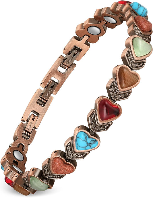 Manufacturer  Feraco Pure Copper Bracelets for Women, Ultra Strength Magnetic Bracelet with 3800 Gauss Magnets & Natural Turquoise & Stones, Adjustable, Jewelry Gift  bracelets