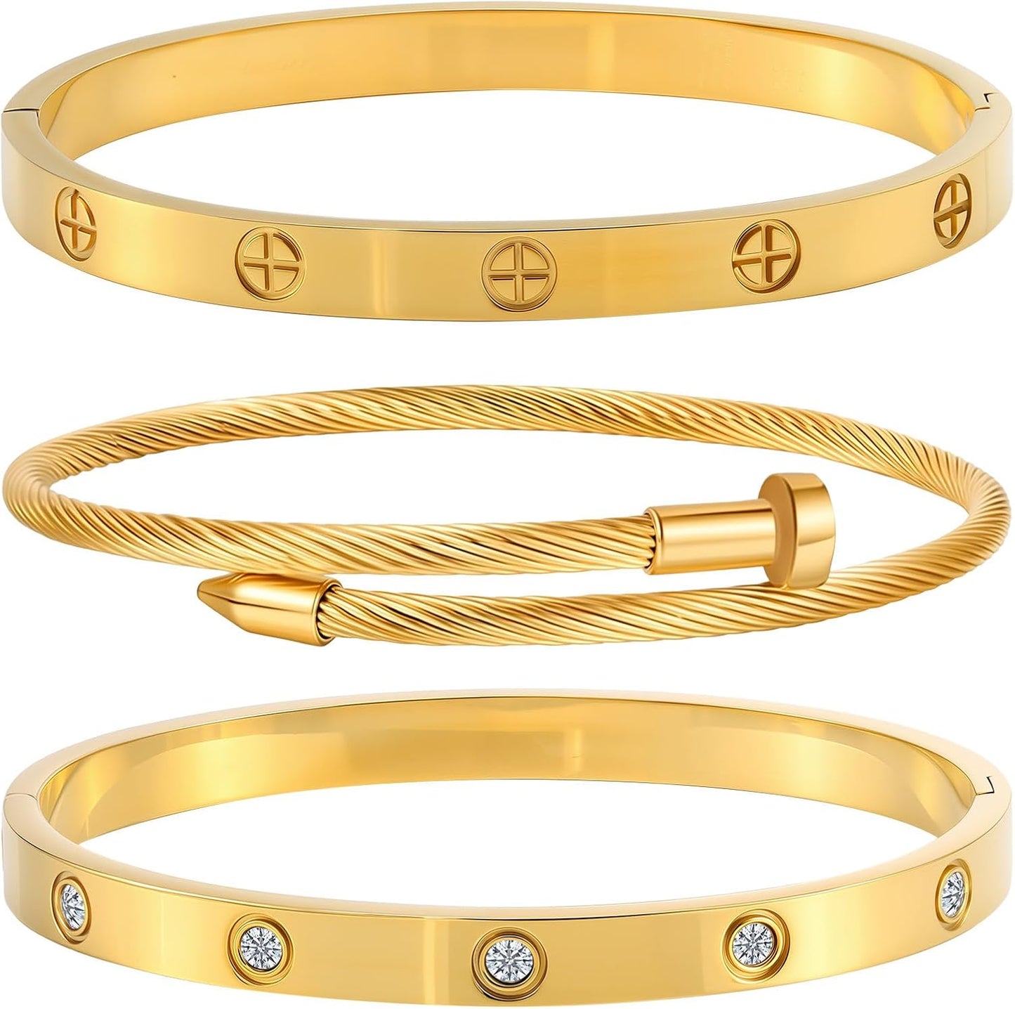 Manufacturer  Gold Bracelets for Women - Stackable Bangles with Friendship & Love Theme - Stainless Steel Jewelry Gift for Her  bracelets