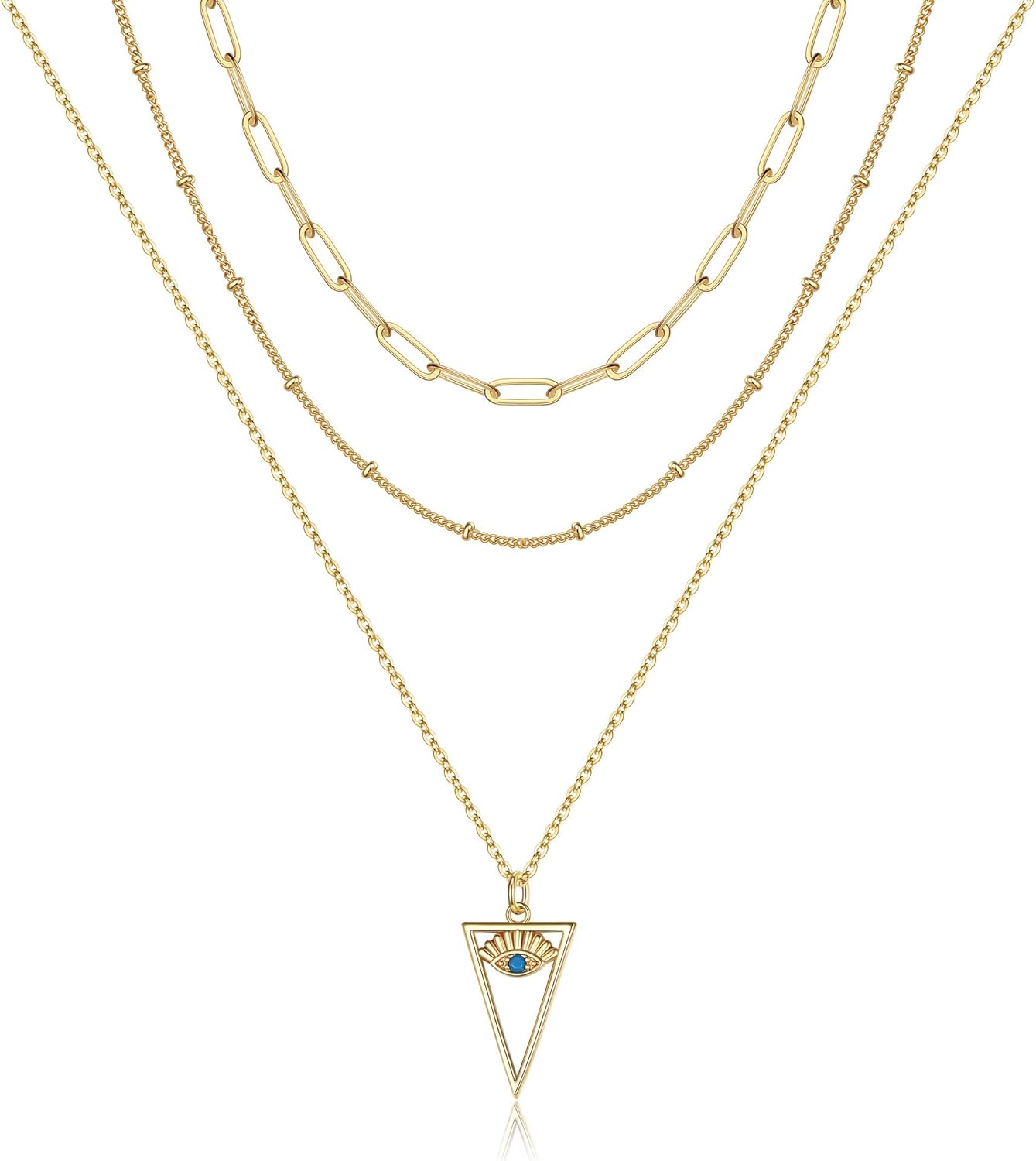Manufacturer  Turandoss Dainty Layered Choker Necklace, Handmade 14K Gold Plated Y Pendant Necklace Multilayer Bar Disc Necklace Adjustable Layering Choker Necklaces for Women  necklace