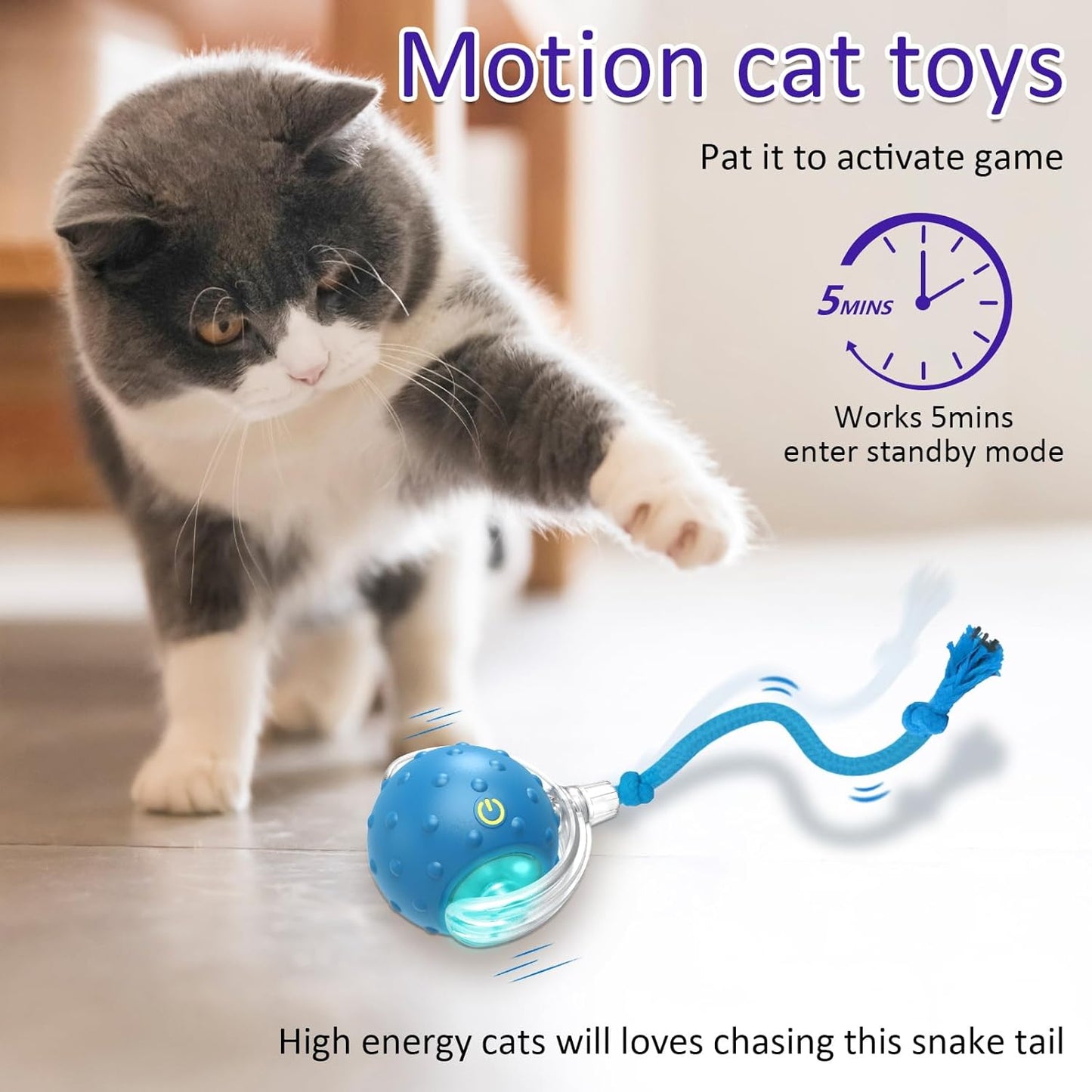 Manufacturer  Interactive Cat Toys Ball for Indoor Cats Fast Rolling on Carpet, Chirping & Motion Activate Cat Toys (Blue)    Cat toy