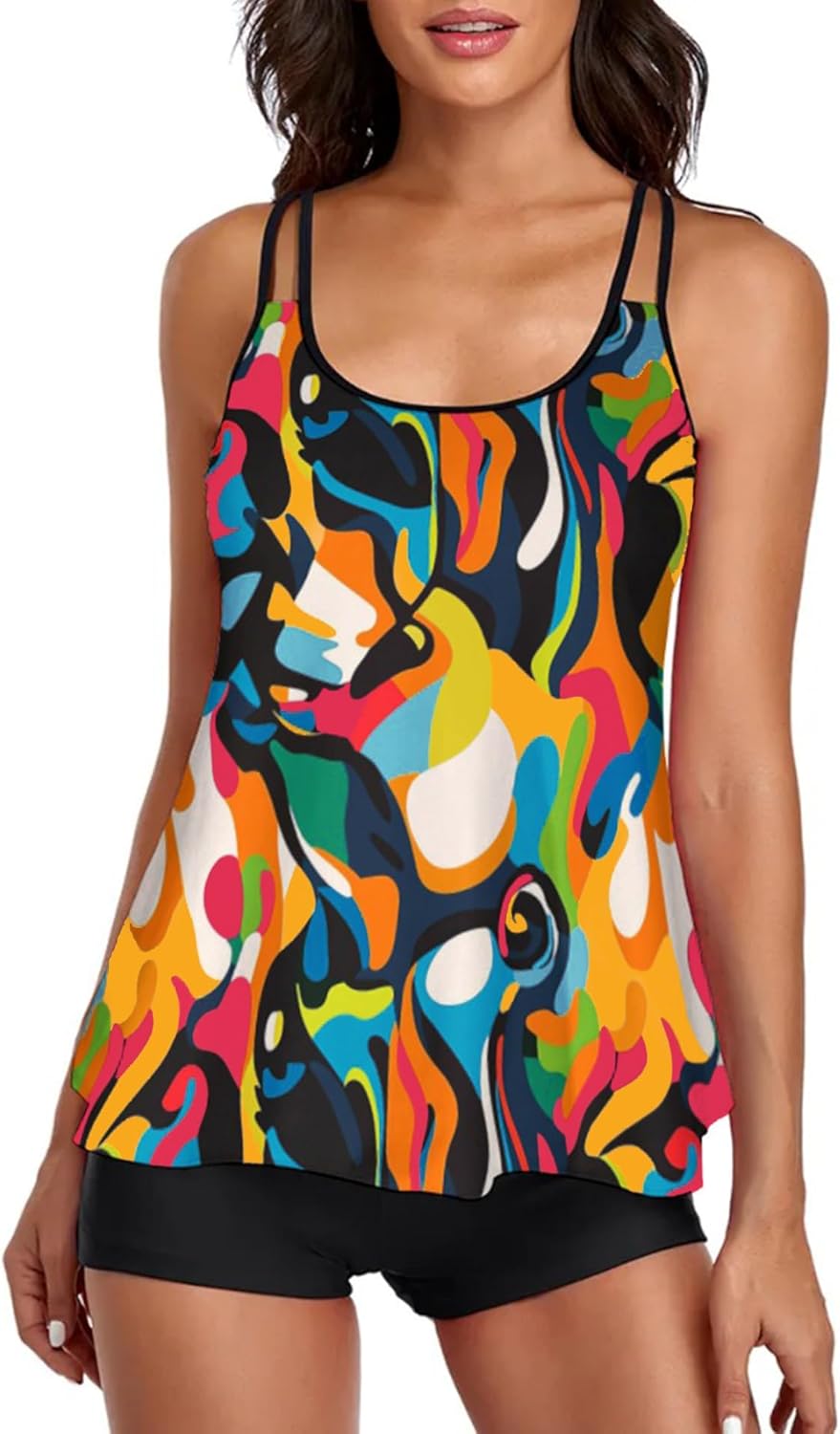 Manufacturer  Urchics Womens  Tankini Swimsuits Tummy Control Flowy Swimwear Two Piece Bathing Suits Swim Tank Top with Boyshorts  Swimsuit