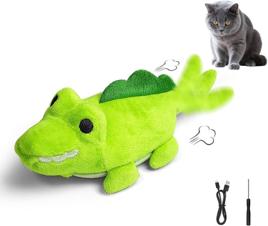Manufacturer  Interactive Cat Toys for Indoor Cats - Self-Charging Croc Chase Toy with 360° Motion, Wagging Tail & Catnip, Automatic Exercise Toy for Bored Kittens/Adults(Short Plush)    Cat toy