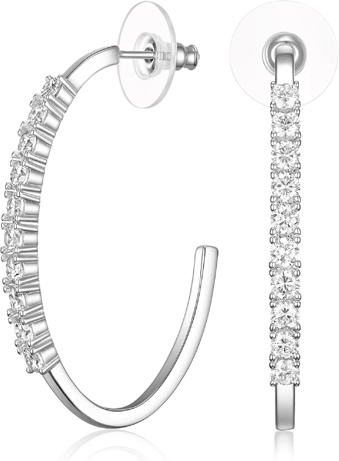 Manufacturer  Evabelle Gold Hoop Earrings for Women 14K Real Gold Plated Cubic Zirconia Diamond Hoop Earrings Huggie Hoop Earring Women Earrings Earring for Men 925 Sterling Silver Post Hypoallergenic  earring