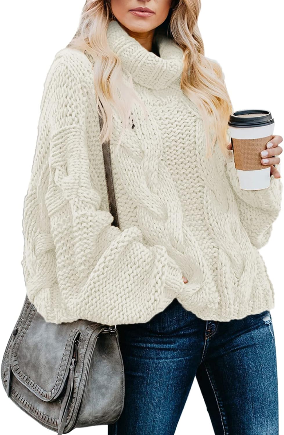 Manufacturer  Dokotoo Womens  Winter Fall Solid Turtleneck High Neck Balloon Long Sleeve Sweaters Pullover Outerwear   sweaters