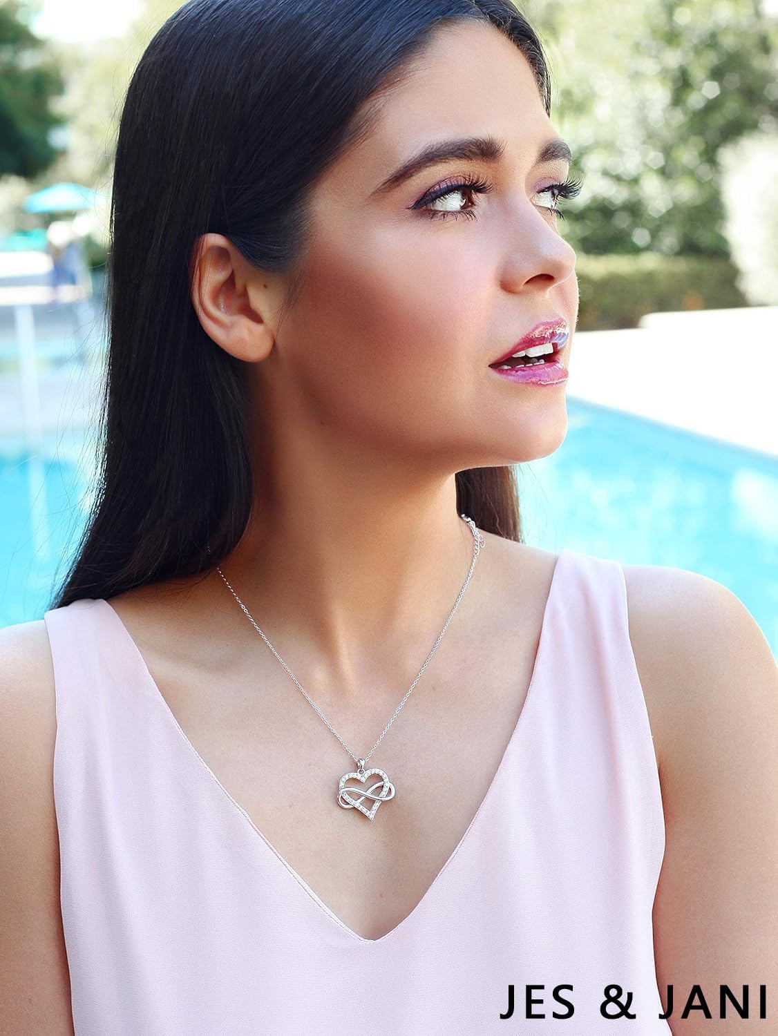 Manufacturer  JES & JANI Infinity Heart Necklace for Women, Love Heart Pendant with Cubic Zirconia and Infinity Necklace, 925 Sterling Silver Heart Necklace for Girlfriend  Necklace