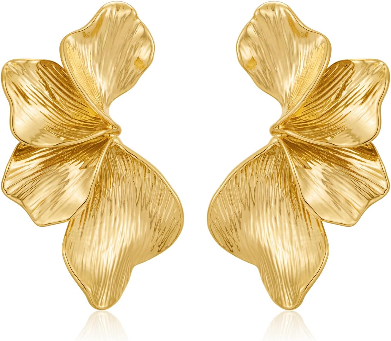 Manufacturer  Chunky Gold Statement Earrings For Women Gold Plated Sectored Flower Leaf Shell Angel Wing Earrings Large Stud Earrings Hypoallergenic Earrings  earring