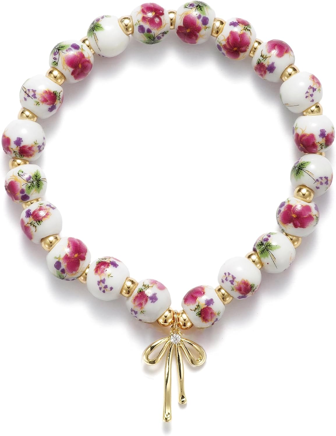 Manufacturer  Beads Bow Charm Bracelet for Women Flower Vintage Bracelet Handmade Stretch Gold Beaded Dainty Romantic Jewelry Gift  bracelets