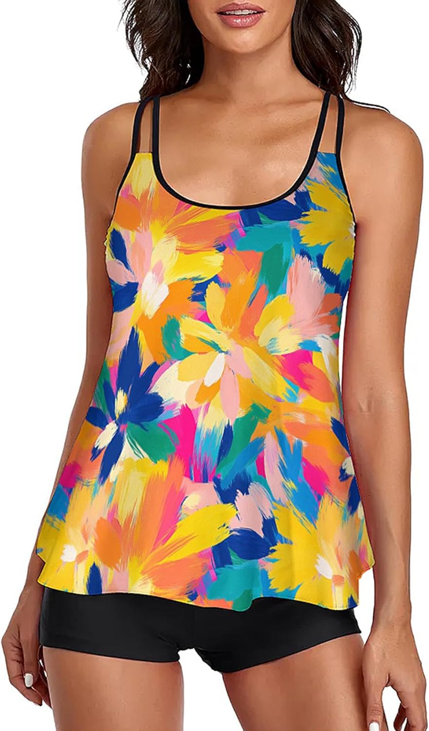 Manufacturer  Urchics Womens  Tankini Swimsuits Tummy Control Flowy Swimwear Two Piece Bathing Suits Swim Tank Top with Boyshorts  Swimsuit