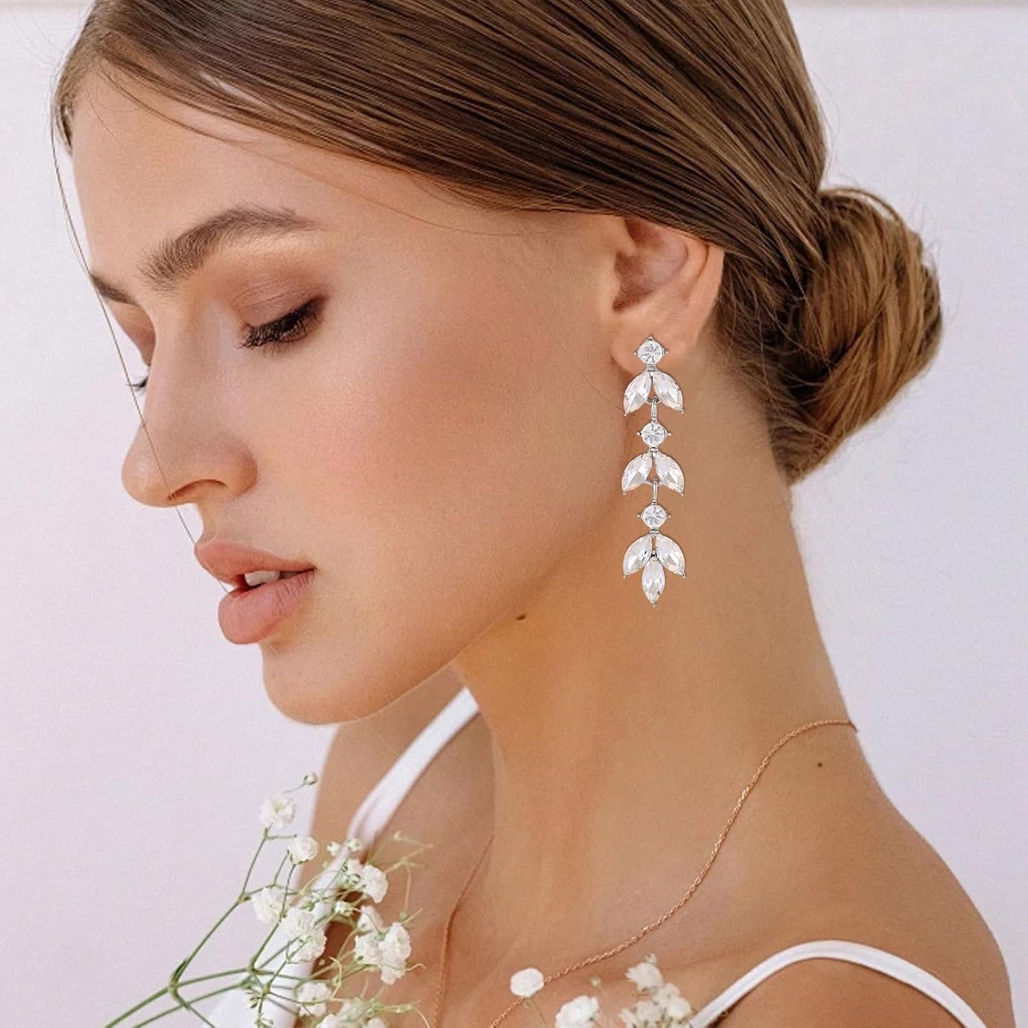 Manufacturer  Wedding Rhinestone Dangle Earrings Elegant Bridal Crystal Drop Earrings for Women Bridesmaids Guest Party Prom  earring