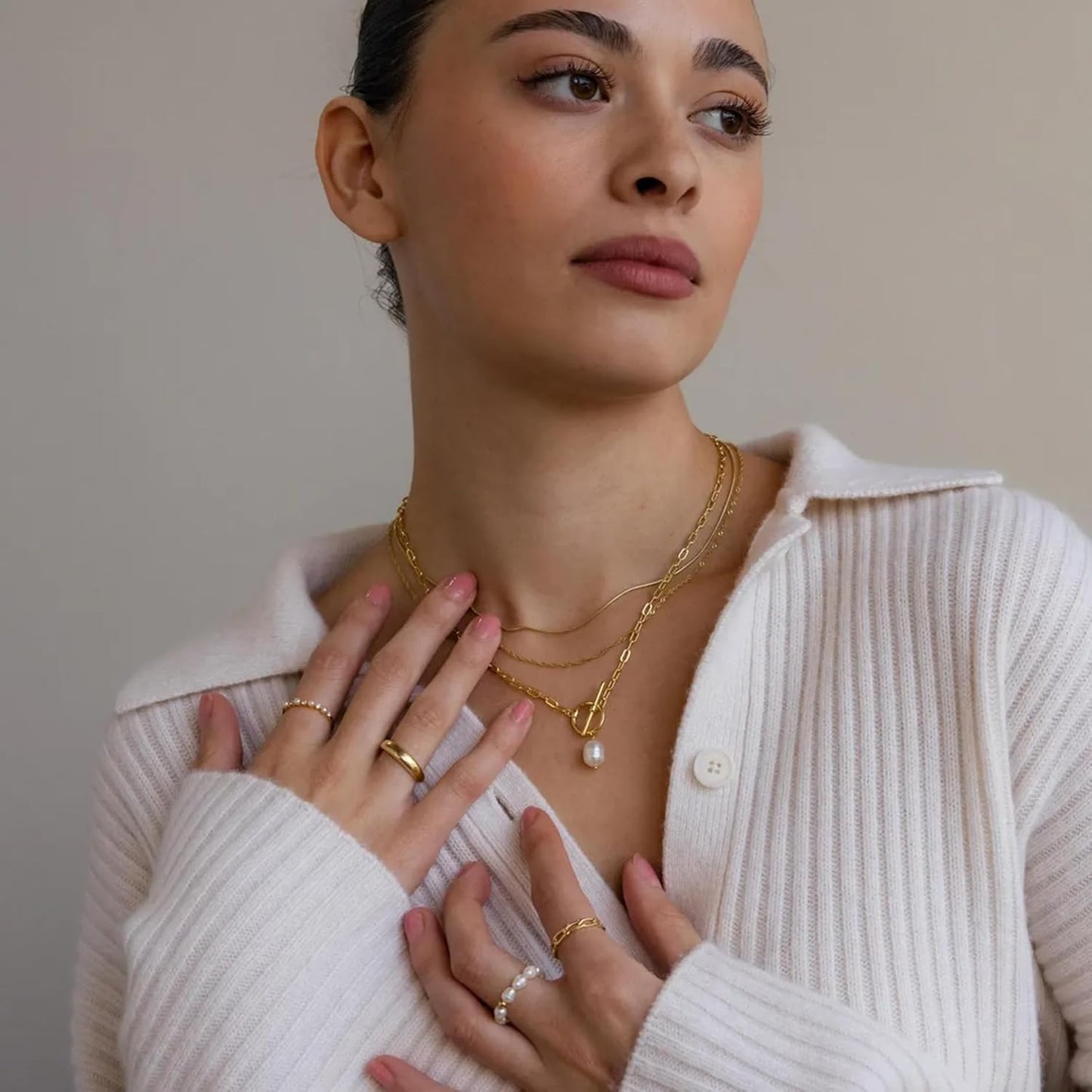 Manufacturer  Gold/Silver Layered Necklaces for Women,Dainty 14k Gold Plated Stackable Choker Necklaces for Women,Trendy Layering Coin Chain Pendant Jewelry Set Gifts  necklace