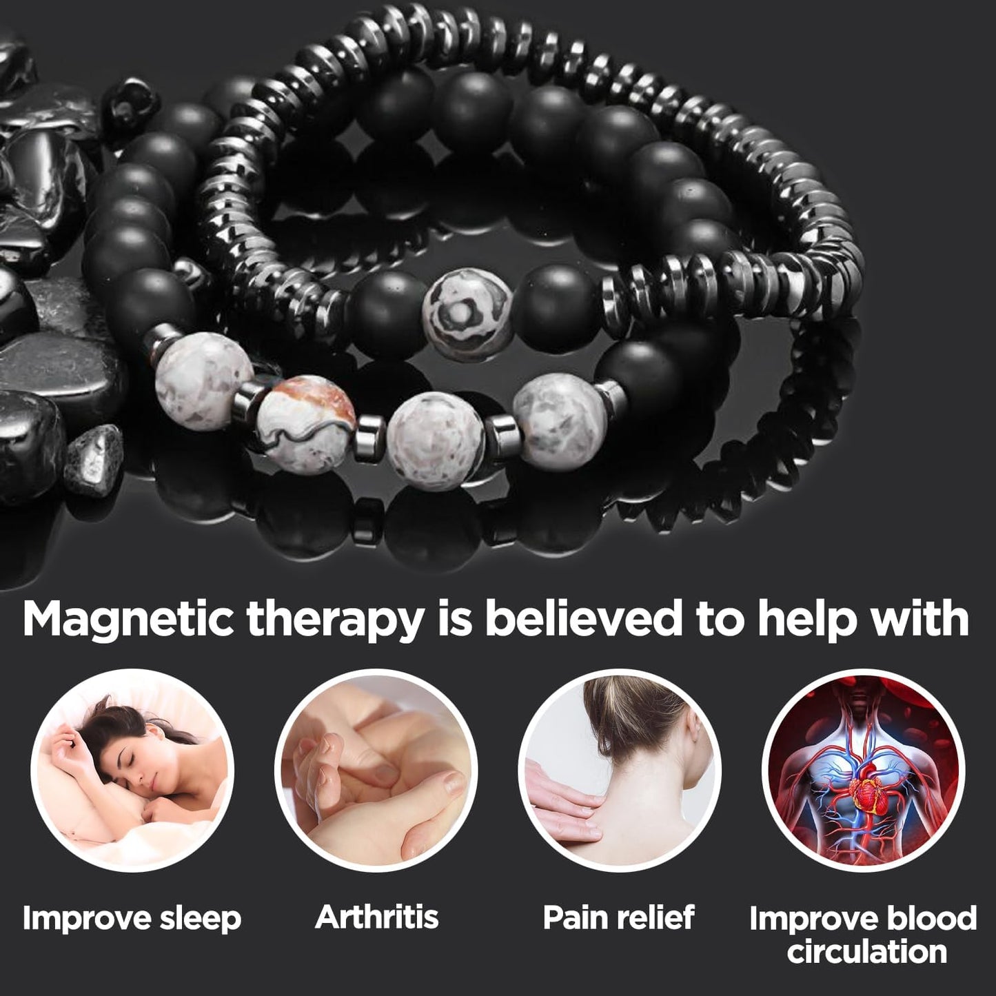 Manufacturer  Manufacturer  Magnetic Healing Bracelet – Adjustable Hematite Bracelet for Lymph Drainage, Arthritis, Anxiety Relief, Swelling Reduction & Weight Loss – Slimming Bracelet for Women & Men  bracelets