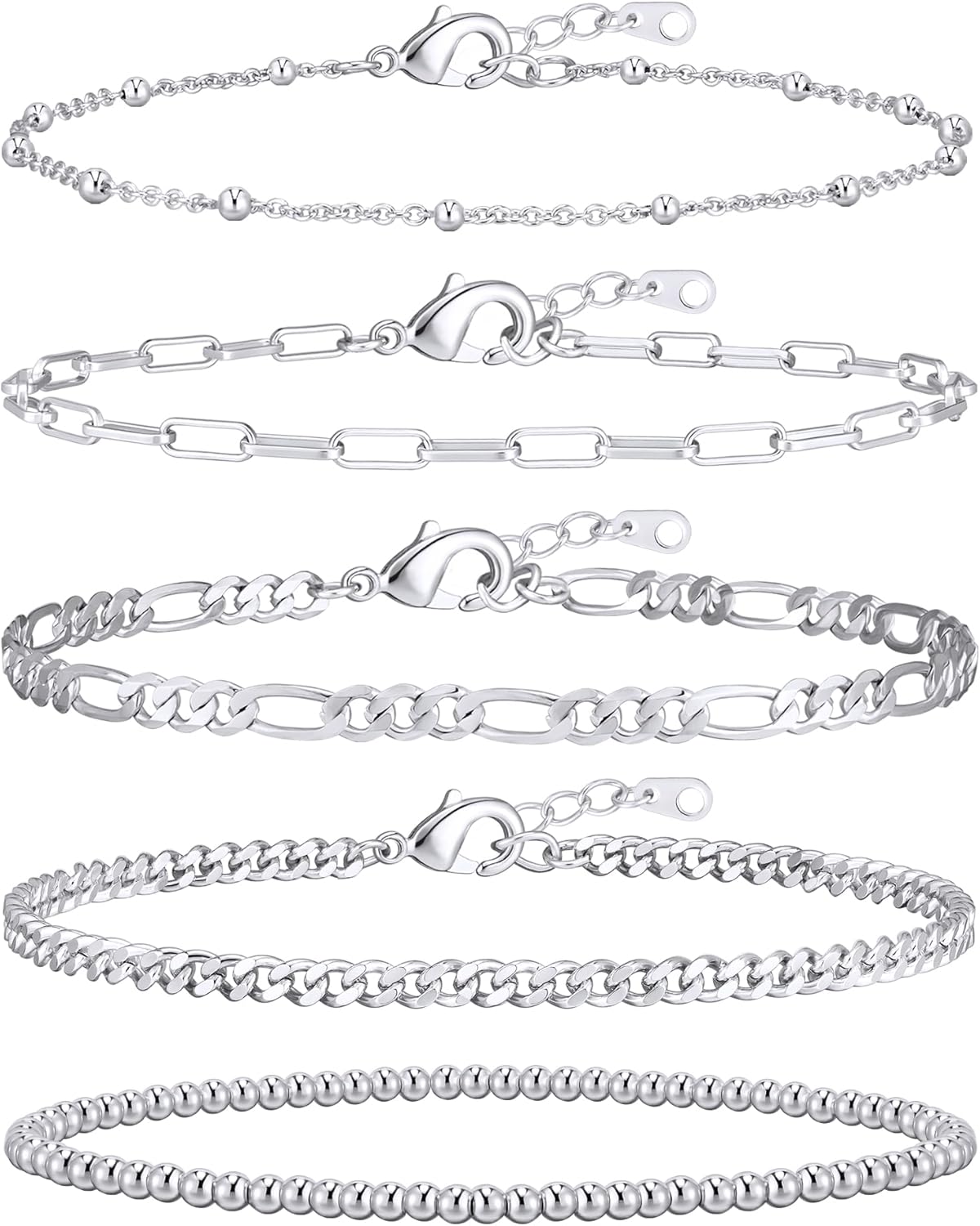Manufacturer  adoyi Gold Bracelets for Women, 14K Gold Plated Stackable Bracelet Stack Set Adjustable Charm Paperclip Chain Cuban Link Layered Waterproof Jewelry Sets Gifts for Womens 6.0/6.8/7.2"  bracelets