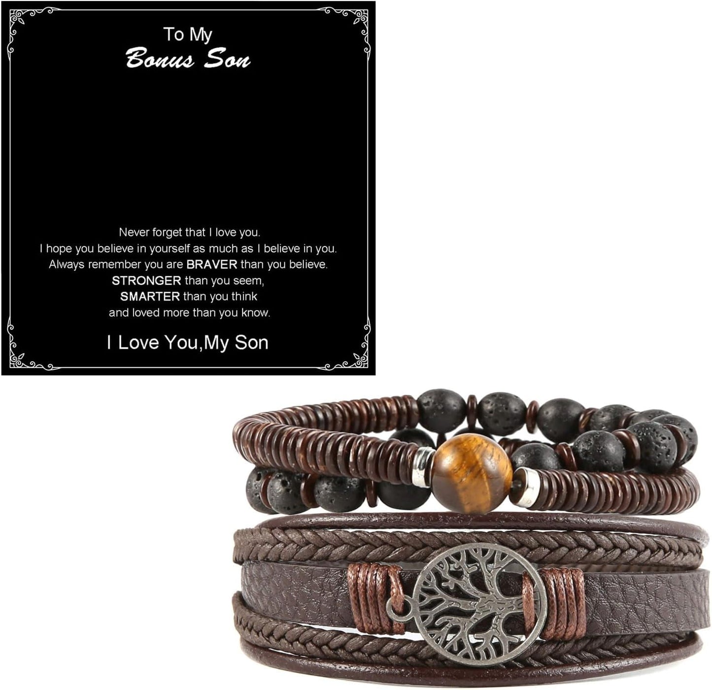 Manufacturer  HZMAN Genuine Leather Tree of life Bracelets Men Women, Tiger Eye Natural Stone Lava Rock Beads Ethnic Tribal Elastic Bracelets Wristbands  bracelets
