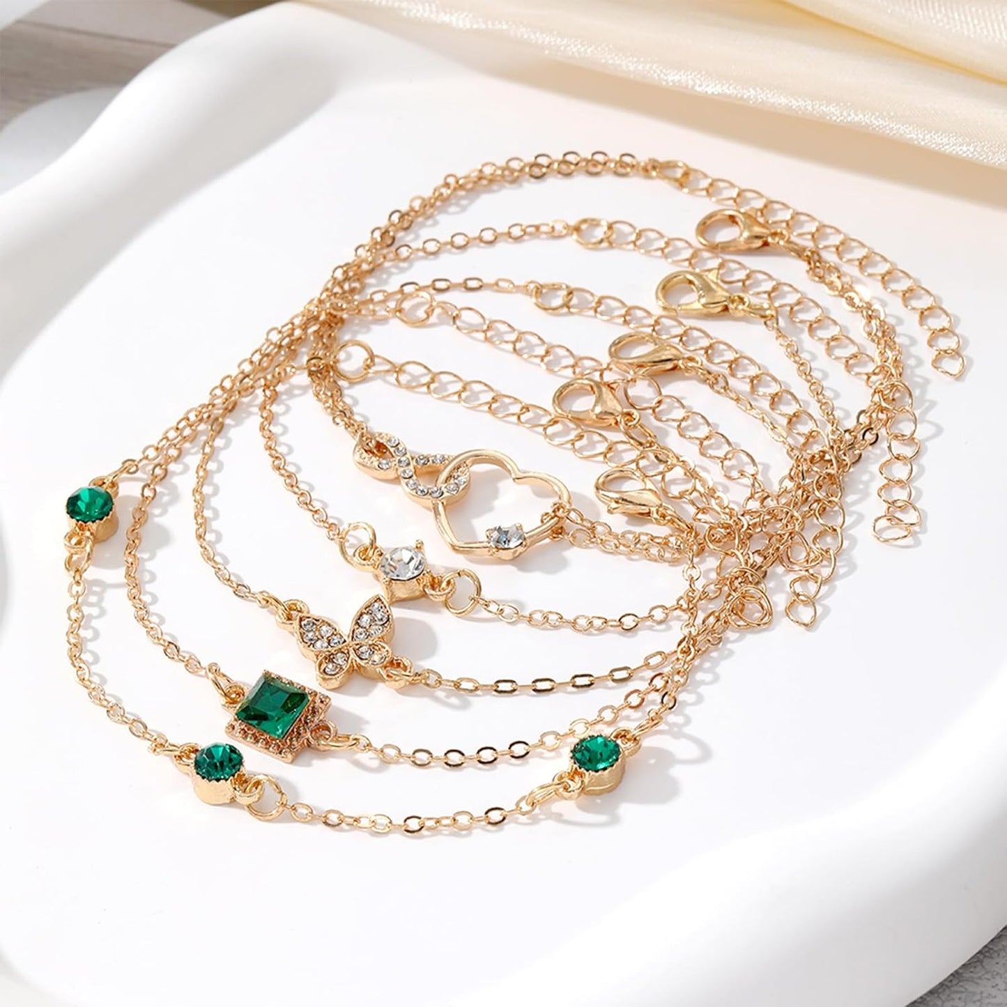 Manufacturer  IFKM Gold Bracelets for Women, 14K Gold Plated Dainty Layered Chain Bracelets Adjustable Cute Bangle Link Bracelet Set  bracelets