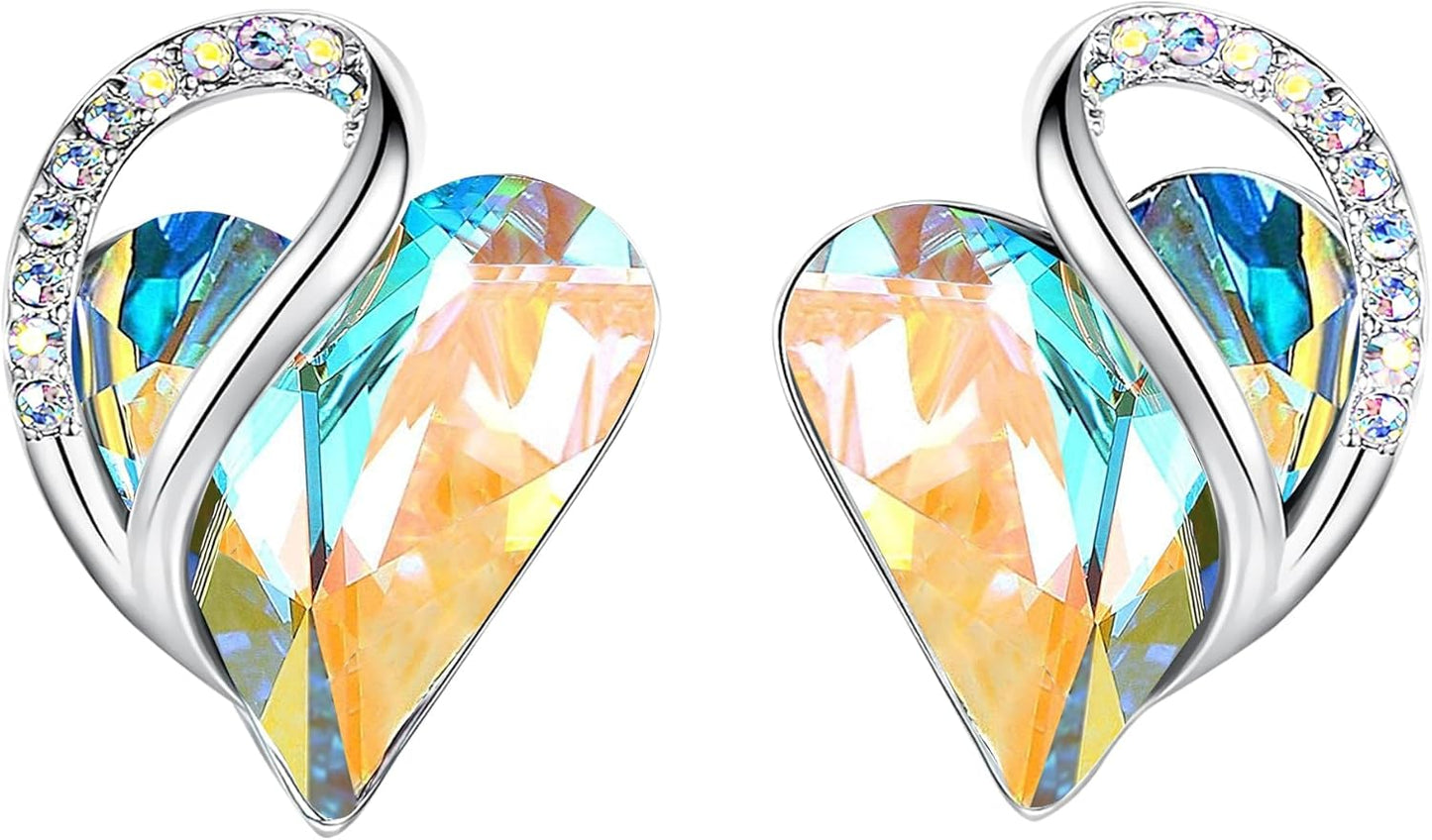 Manufacturer  Earrings for Women, Mothers Day Gift for Mom, Heart Birthstone Crystal Stud Earring, Silver Plated Birthday Jewelry  earring