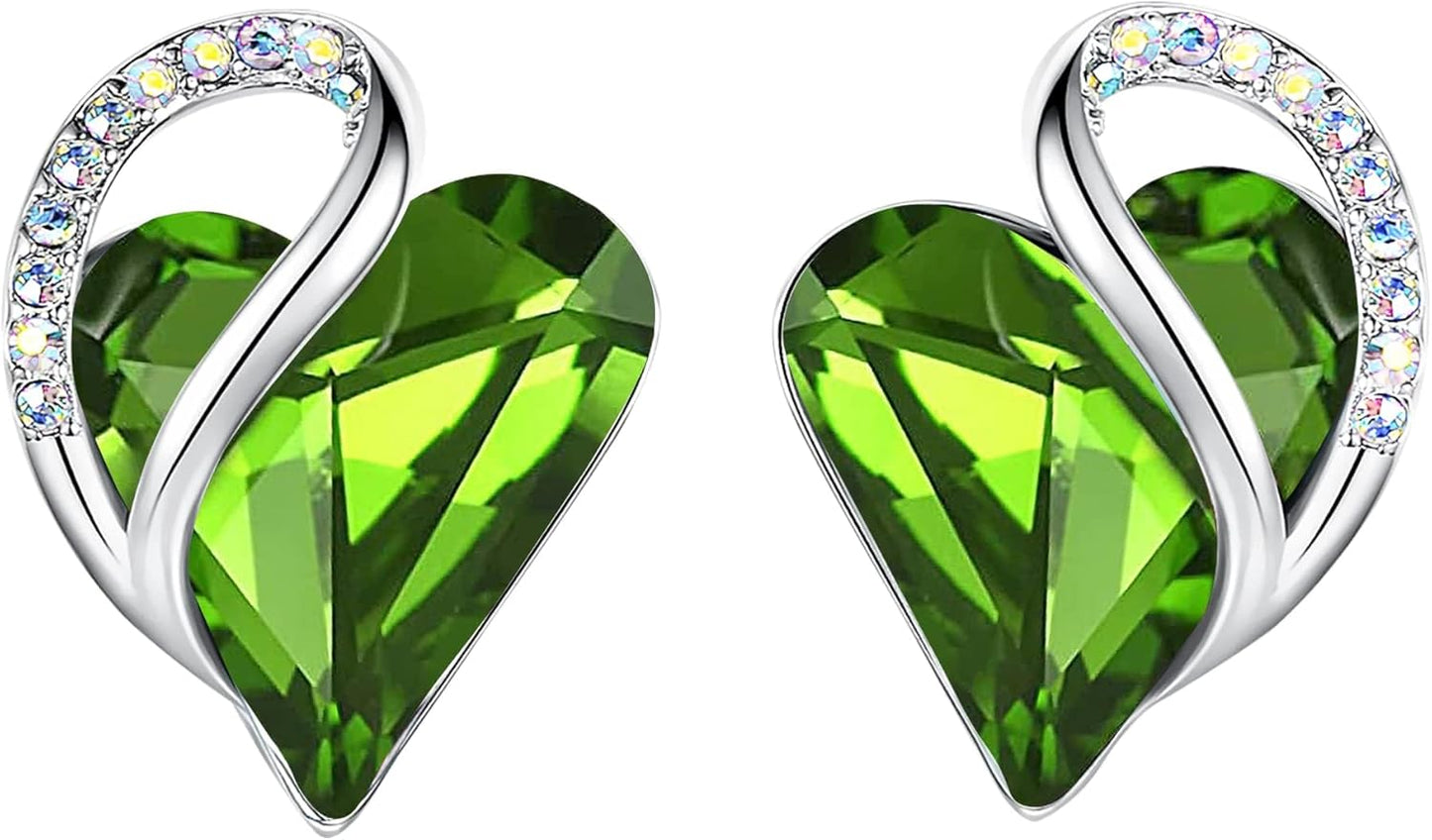 Manufacturer  Earrings for Women, Mothers Day Gift for Mom, Heart Birthstone Crystal Stud Earring, Silver Plated Birthday Jewelry  earring