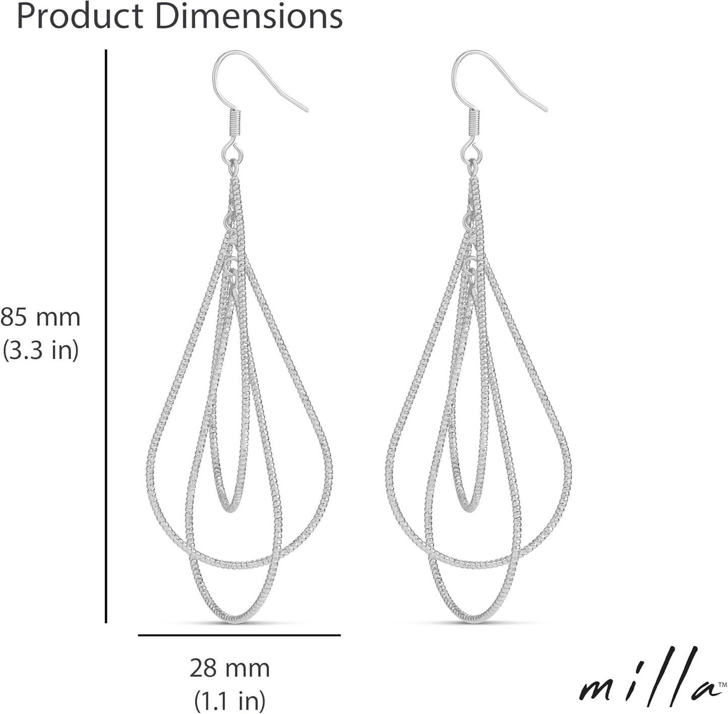 Manufacturer  MILLA Teardrop Earrings - Designer Silver Statement Earrings or Gold Dangle Earrings for Women Trendy Upscale Dangly Earrings  earring