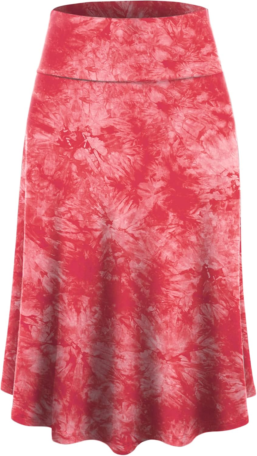 Manufacturer  Lock and Love Women's Solid Ombre Lightweight Flare Midi Pull On Closure Skirts S-XXXL Plus Size