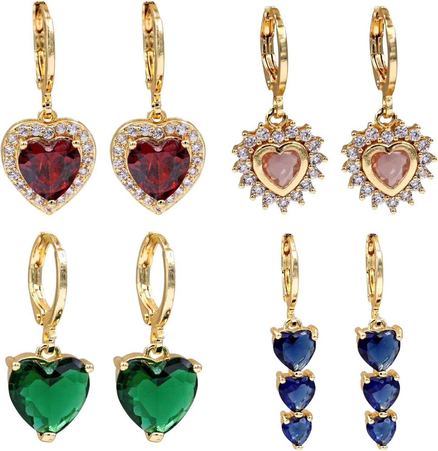 Manufacturer  18K Gold Plated, 4 Pairs Dangle Earrings Set for Women, Flower/Heart/Animal/Pearl Drop earrings, Hypoallergenic Cubic Zirconia Earrings, Lightweight, Party, gold earrings, Jewelry for Gifts, Fashion  earring