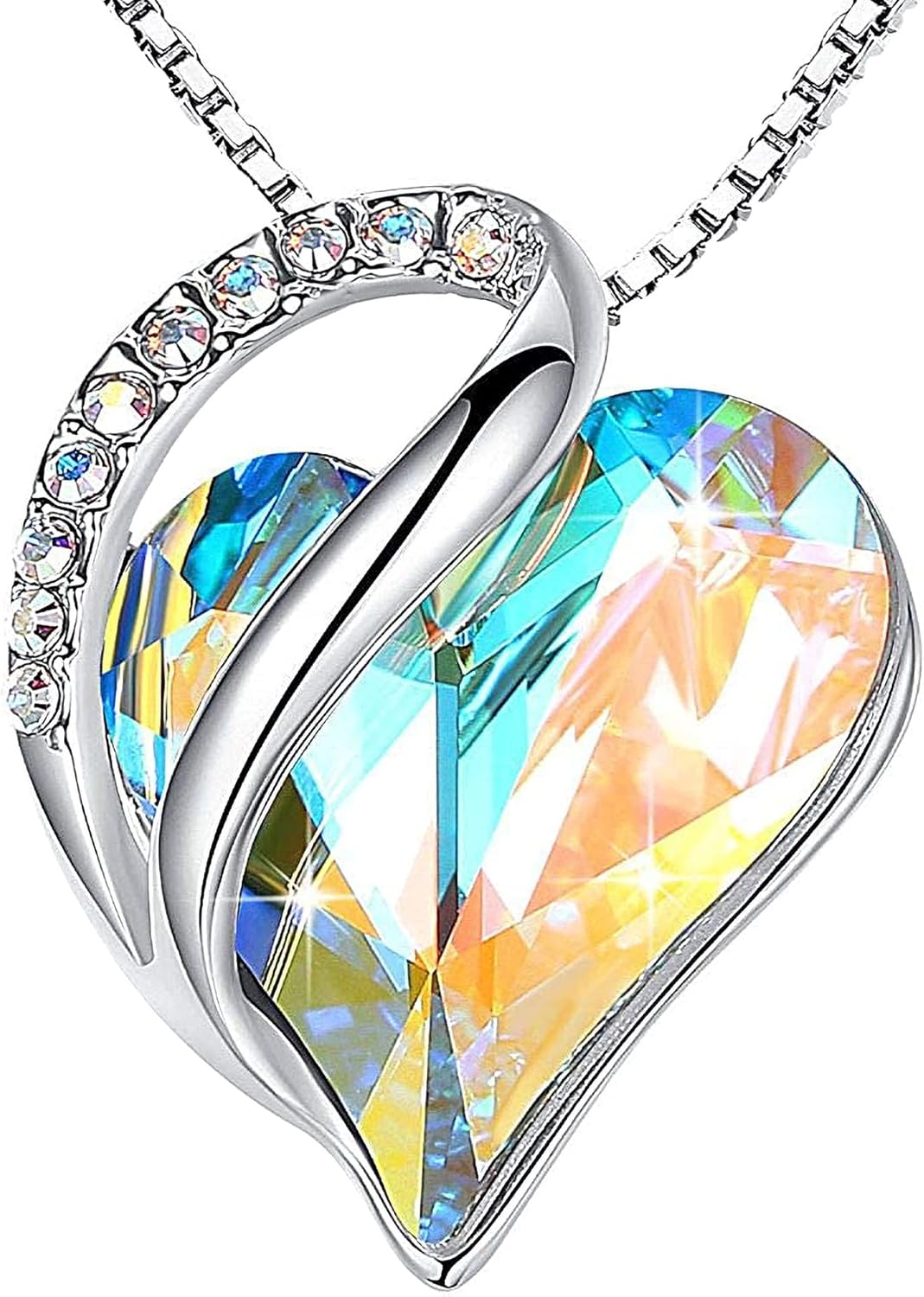 Manufacturer  Necklaces for Women, Infinity Love Birthstone Heart Crystal Pendant, Birthday Jewelry Gifts for Her, Mom, and Wife, Silver Plated, 18 plus 2 inch Adjustable Chain  Necklace