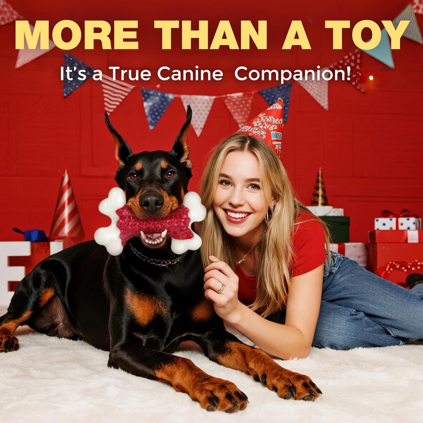 Manufacturer   Tough Dog Toys, Toys for Aggressive Chewers Large Breed, Chew Dogs, Bone Toy Nylon Dogs Almost Indestructible    Dog toy