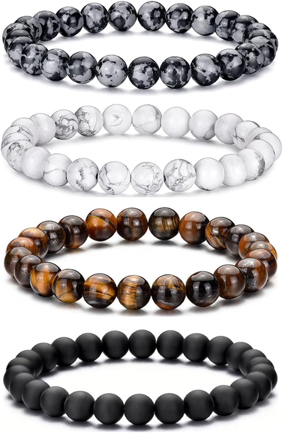 Manufacturer  RANKEEF Tiger Eye Bracelet For Men 8MM Natural Stone Stretch Adjustable Black Crystal Beaded Bracelet for Men Women Gifts  bracelets