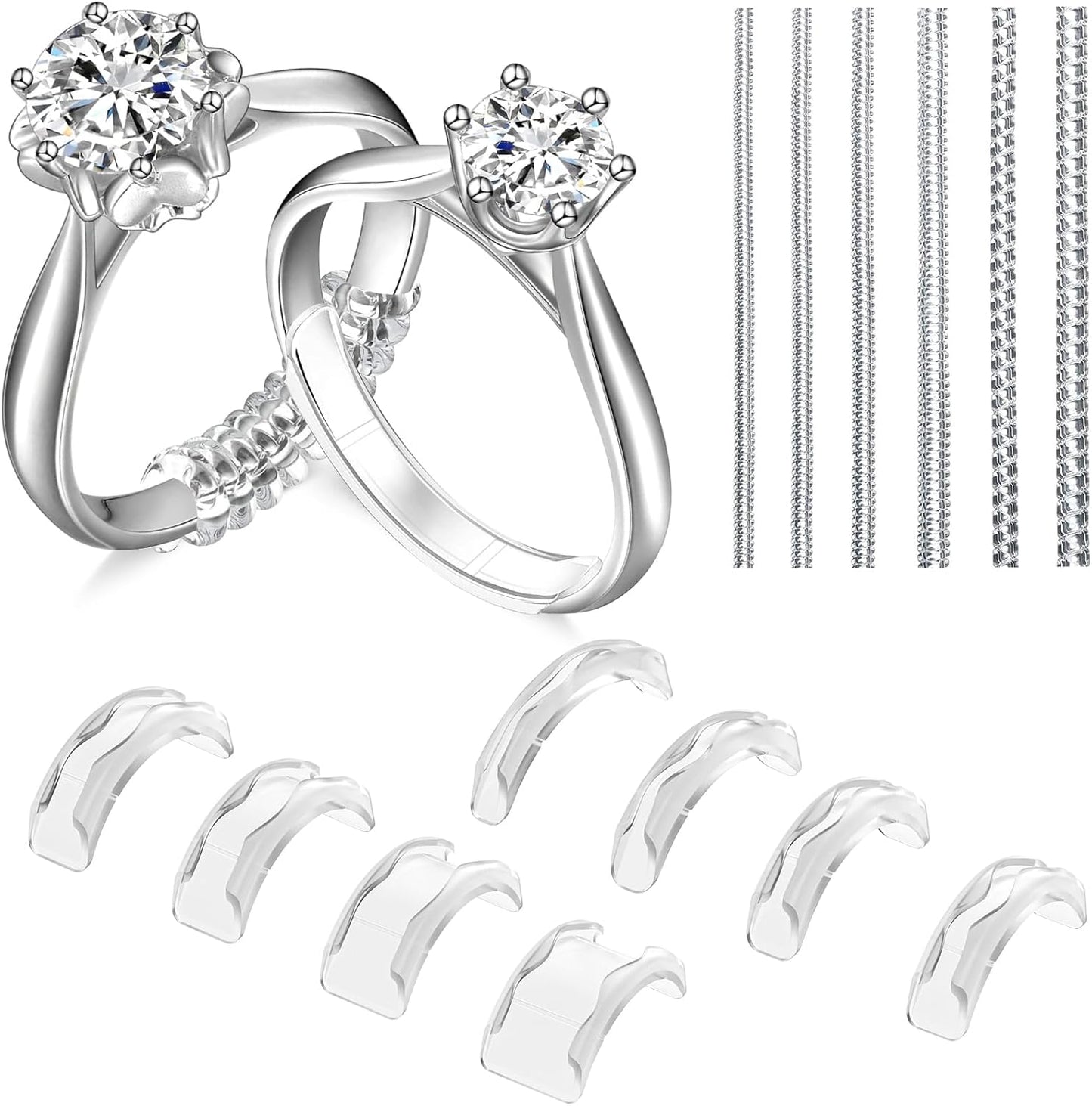 Manufacturer  Ring Sizers for Loose Rings, 14 Pack Invisible Ring Size Adjuster Silicone, Ring Guards Spacer Tightener Resizer Fitter for Women Men, Make Ring Smaller Without Resizing Thick Band (Transparent-14PCS)   rings
