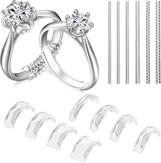 Manufacturer  Ring Sizers for Loose Rings, 14 Pack Invisible Ring Size Adjuster Silicone, Ring Guards Spacer Tightener Resizer Fitter for Women Men, Make Ring Smaller Without Resizing Thick Band (Transparent-14PCS)   rings