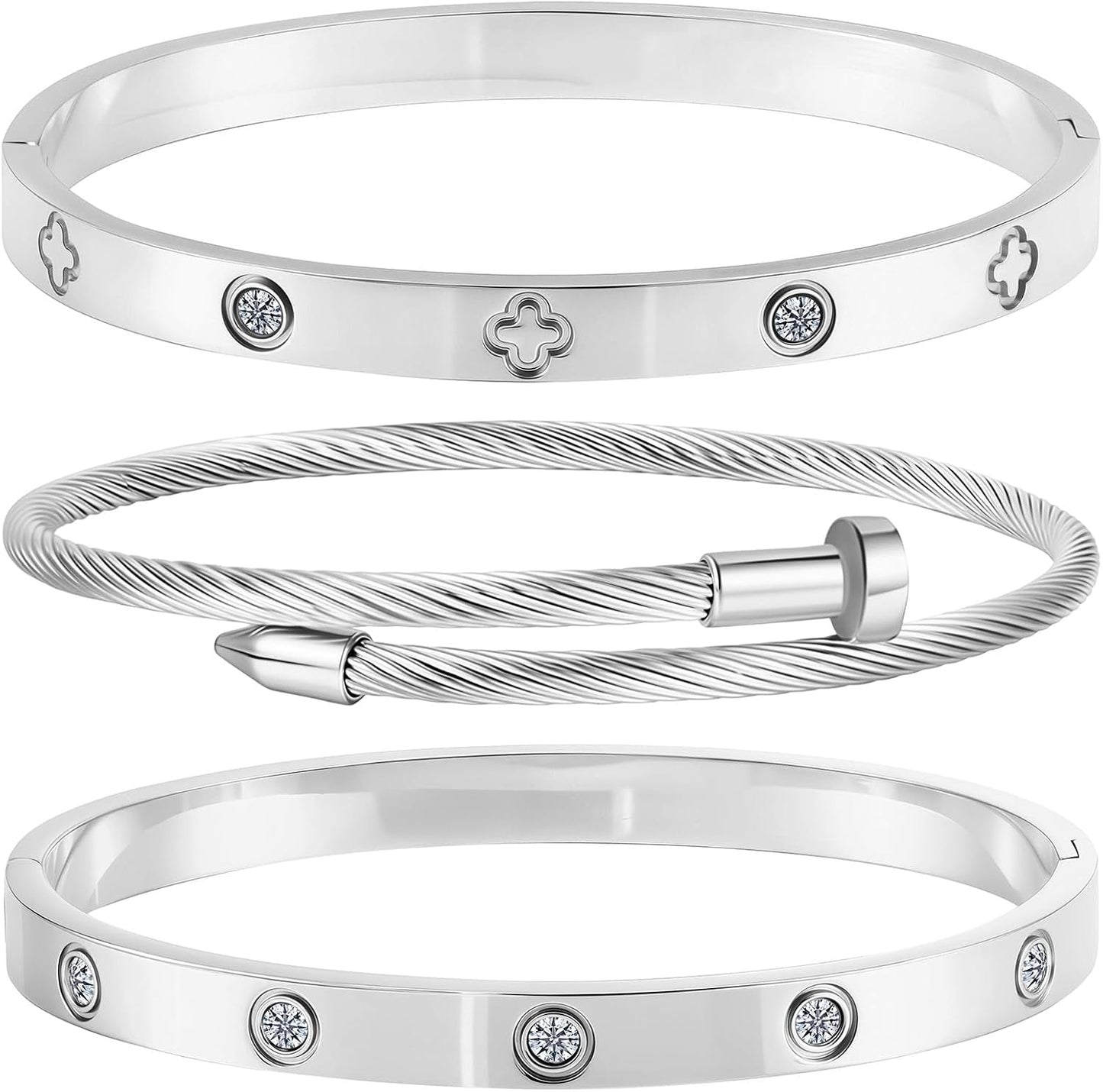 Manufacturer  Gold Bracelets for Women - Stackable Bangles with Friendship & Love Theme - Stainless Steel Jewelry Gift for Her  bracelets