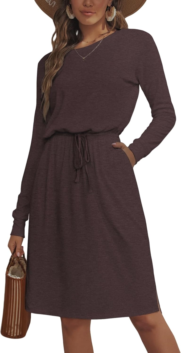 Manufacturer  Simier Fariry Womens Summer Hide Belly Knee Length Travel Dress Pocket Short Sleeve Midi Work Casual Teacher Outfit dresses