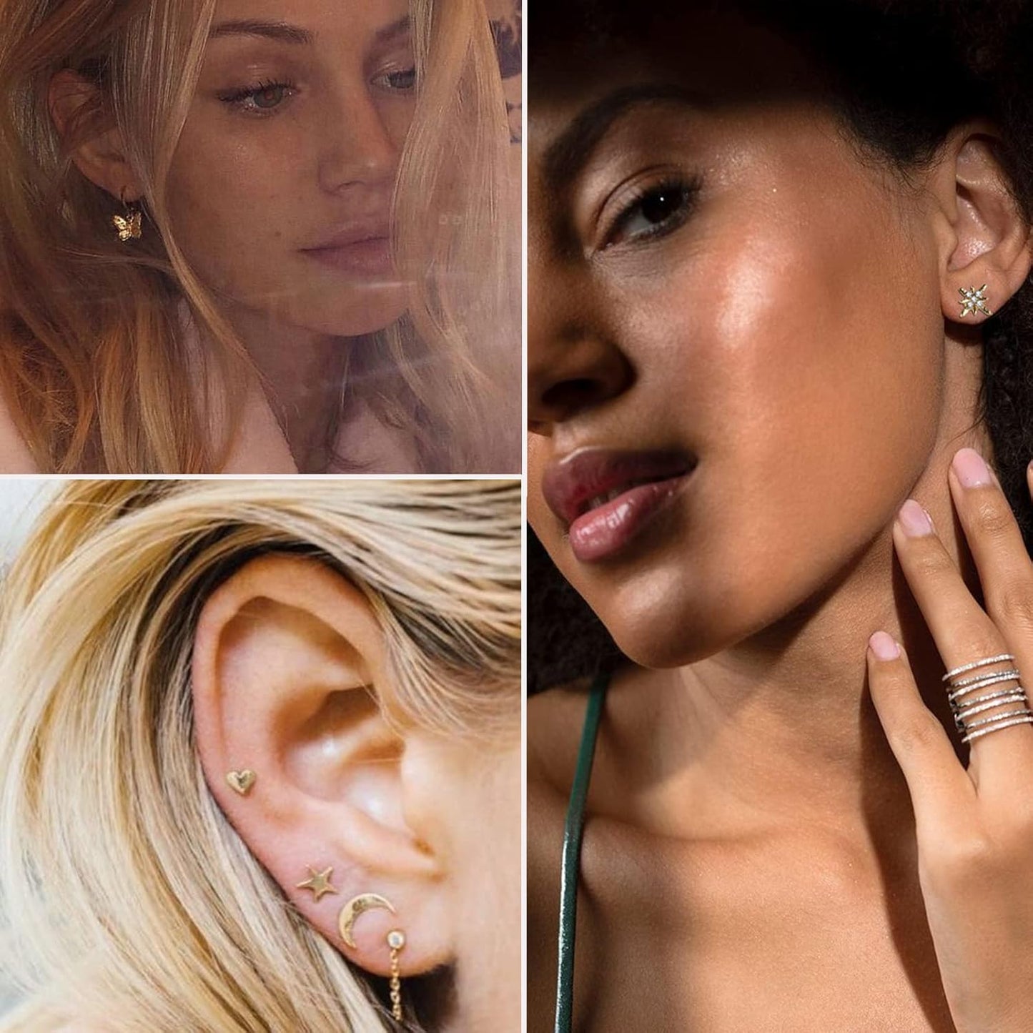 Manufacturer  68 Pairs Gold Stud Earrings for Women Multipack, Hypoallergenic Assorted Earring Set Multiple Piercings, Cubic Zirconia Pearl Butterfly Stud Hoop Earring Pack  earring